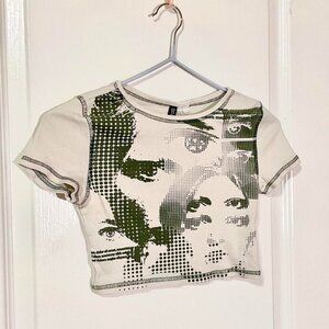crop top with eye graphics
